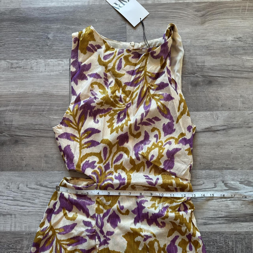 ZARA FLORALS PRINT CUT OUT MIDI DRESS - SIZE XS - BRAND NEW WITH TAG - Picture 5 of 8